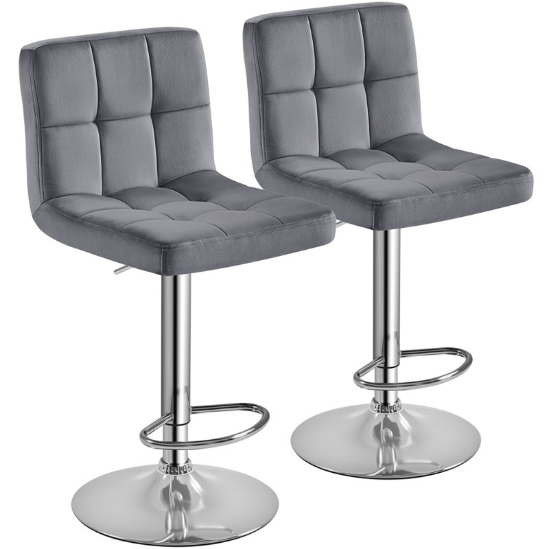 Tabouret tournant pivotant rembourré avec grande base piédestal, Gris foncé