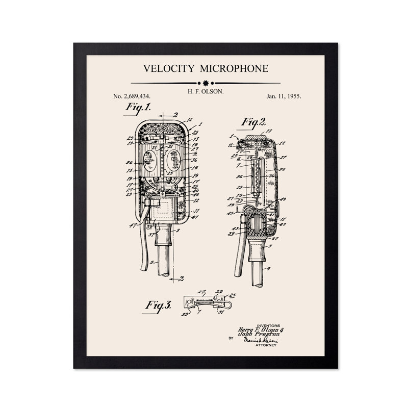 Microphone Blueprint No2, Unframed, Poster, 18"H x 24"W