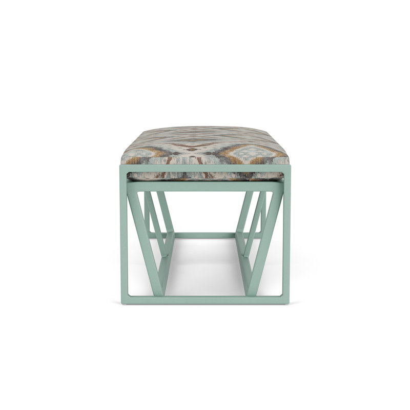 Summit Outdoor Dining Bench, Sea Glass, Yoko Mist