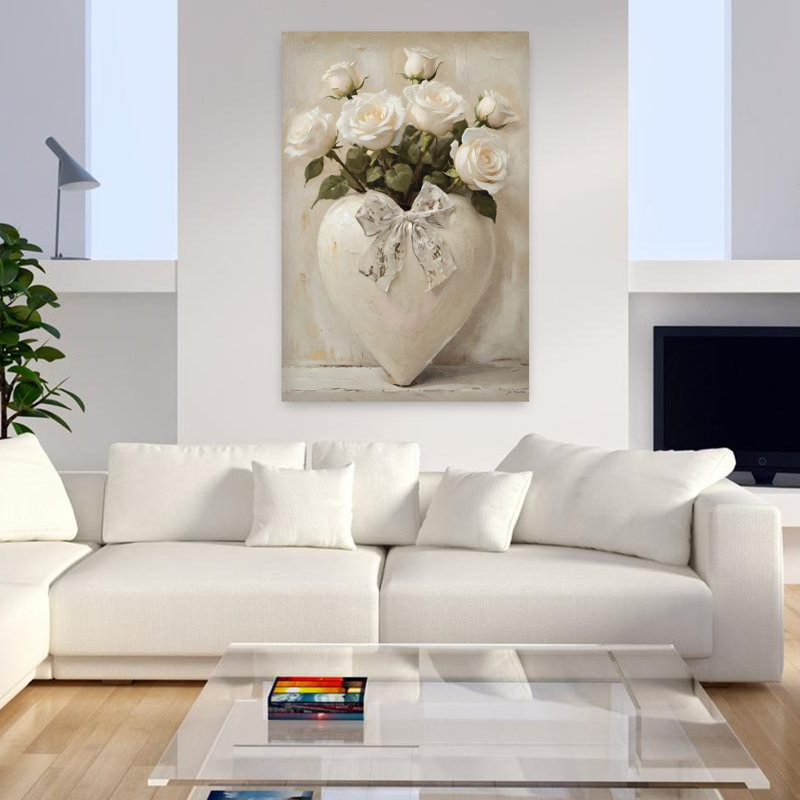 Art abstrait romantique délicat, Heartfelt Roses, H 48 po x l 32 po