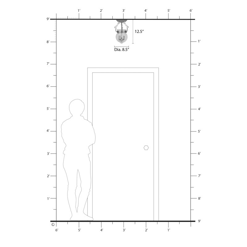 Plafonnier semi-encastré 2 lumières 8,5 po Crestfield, Nickel brossé