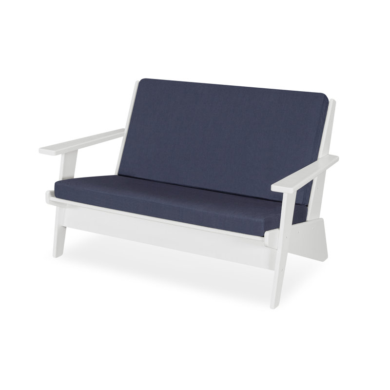 Riviera Modern Lounge Loveseat, White, Spectrum Carbon