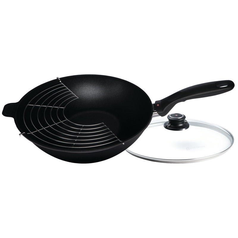 Non-Stick Aluminum Wok with Lid, 11.8" x 2.4"