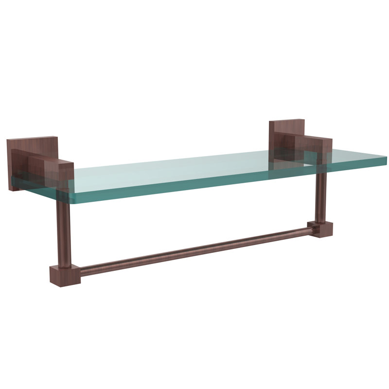 Haranu Bracket Shelf with Towel Bar, Antique Copper, 16 Inch