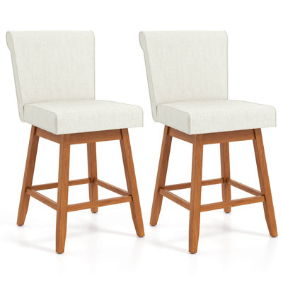 Chaises de bar 27 po avec pieds en bois d'hévéa