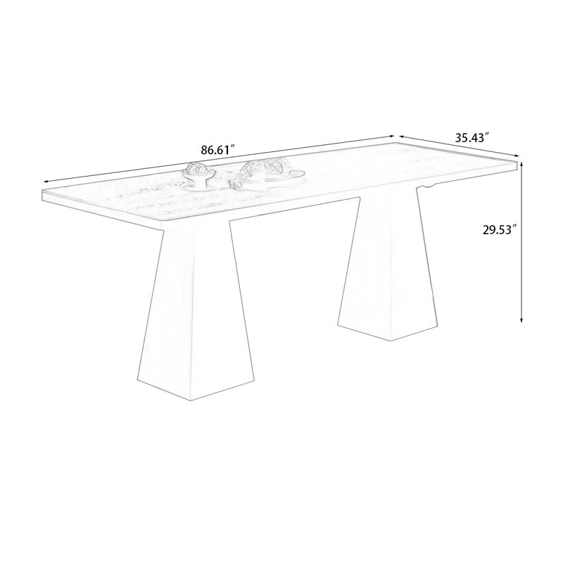 Black Rectangle Solid Wood Dining Tables, 29.53"H x 86.61"L x 35.43"W