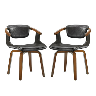 Wathen Faux Leather Upholstered Swivel Dining Arm Chair by Wade Logan
