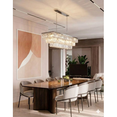 Transitional 17-Light Chrome Chandelier With Clear Crystals