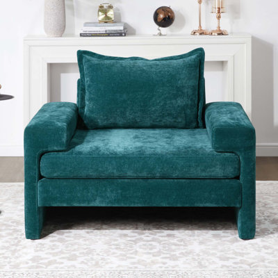 Fauteuil en chenille avec accoudoirs larges