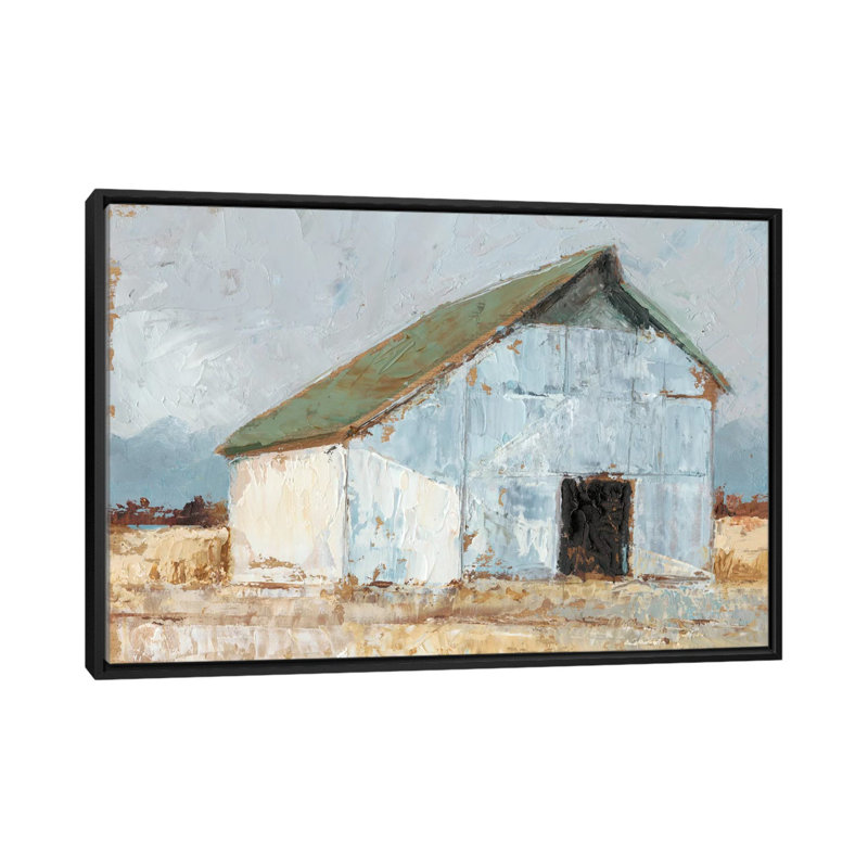 « grange i », impression sur toile, H 18 po x l 26 po x P 1,5 po, Toile avec cadre noir, Pas de tapis