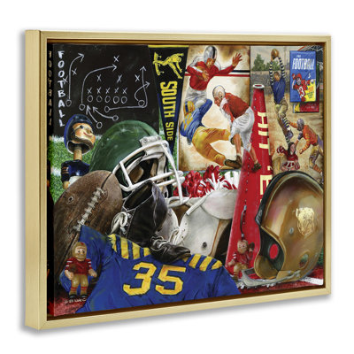 «Football Sports Collage Floater», art mural sur toile par Ed Wargo
