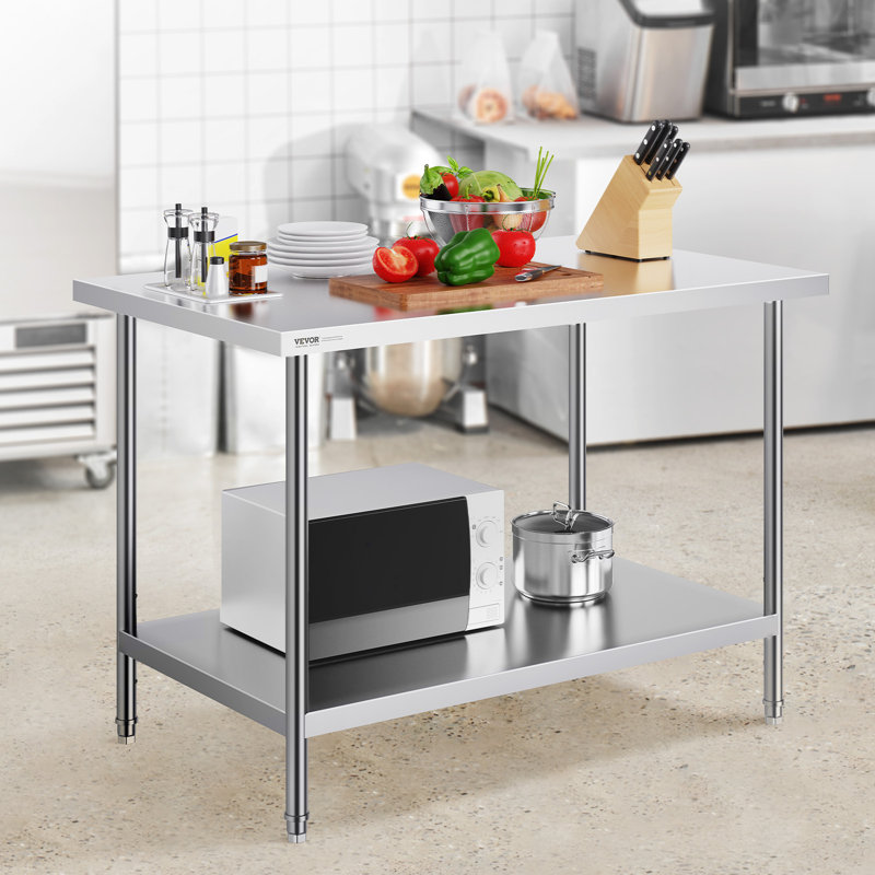 VEVOR 34'' H Stainless Steel Adjustable Kitchen Work Table