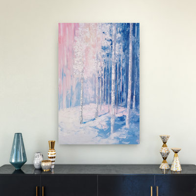 Art mural abstrait bleu et rose