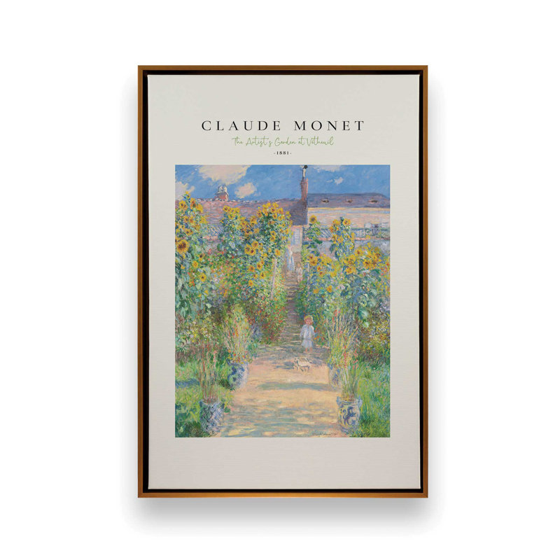 Le jardin de l'artiste par Monet v2, H 18,75 po x l 12,75 po x P 1,75 po, Cadre flottant or poli