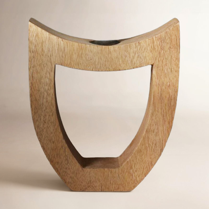 Fauve 7'' H Wood Tabletop Candlestick