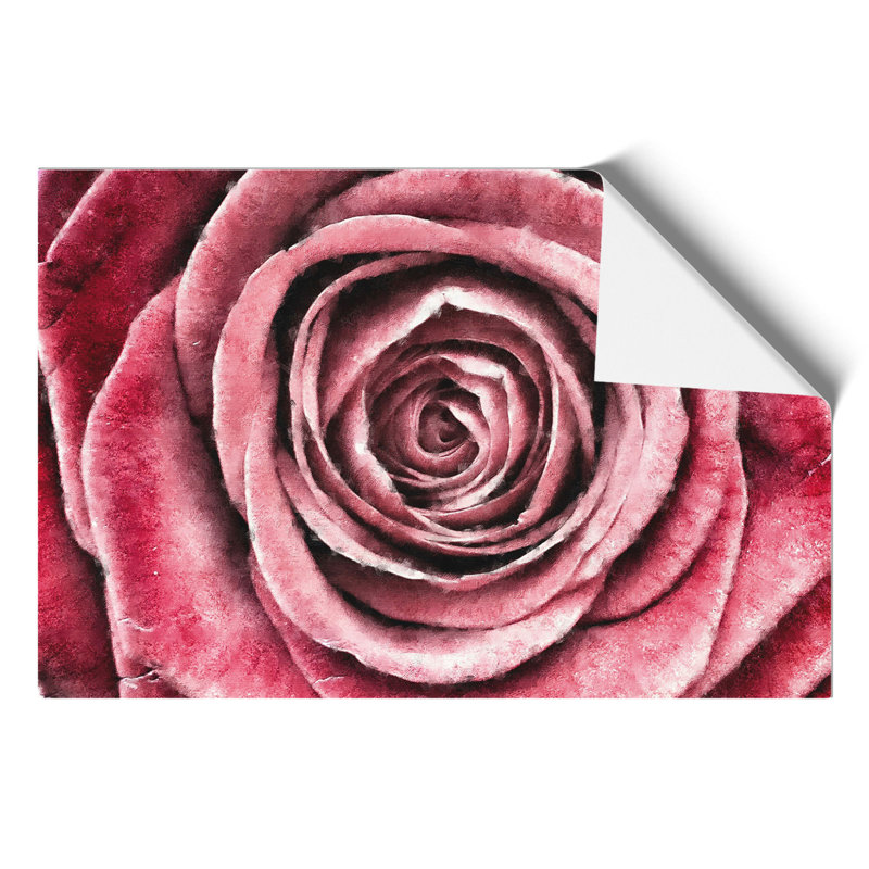 Pink Rose Flower Painting - Frameless Print, 21cm H x 30cm W x 0.1cm D