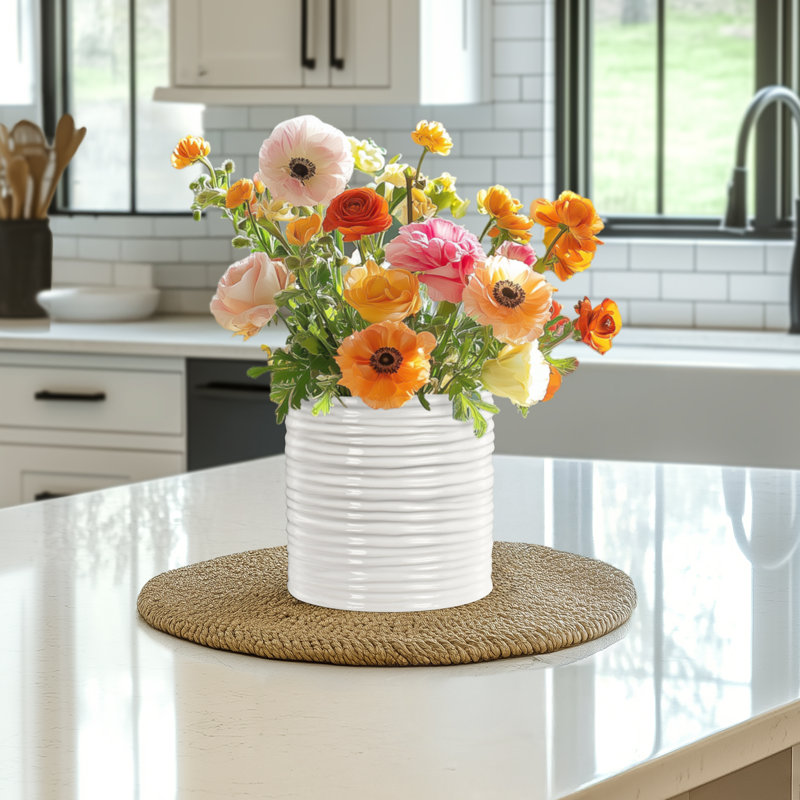 Vase de table en céramique Adelya, H 6 po x l 6 po x P 6 po