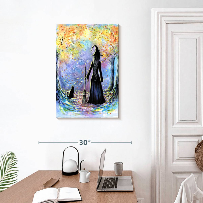 Kelan Witch And Black Cat, 30" H x 20" W