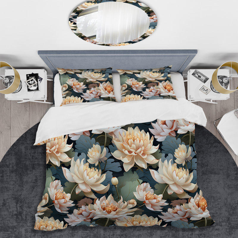 Ensemble de housse de couette Lotus Serenity, Housse de couette pour très grand lit et 2 très