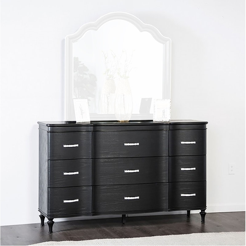 Commode 9 tiroirs Nolaine, Noir