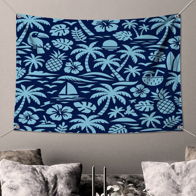 Blue Tropical Pattern Wall Tapestry - Tropical Wall Decor