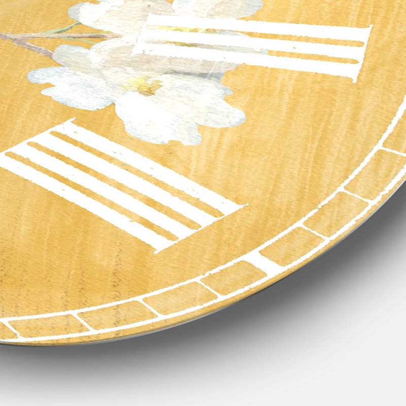 Horloge murale traditionnelle Gold Bird on Blossoms II, Moyen