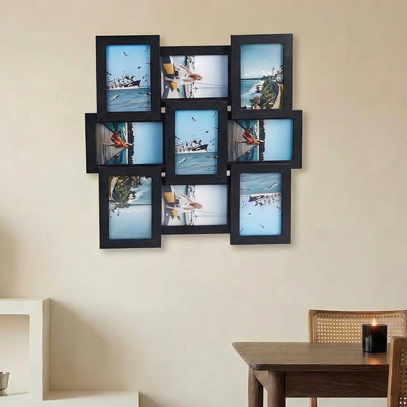 Engineered Wood Picture Frame, 9pcs, Black