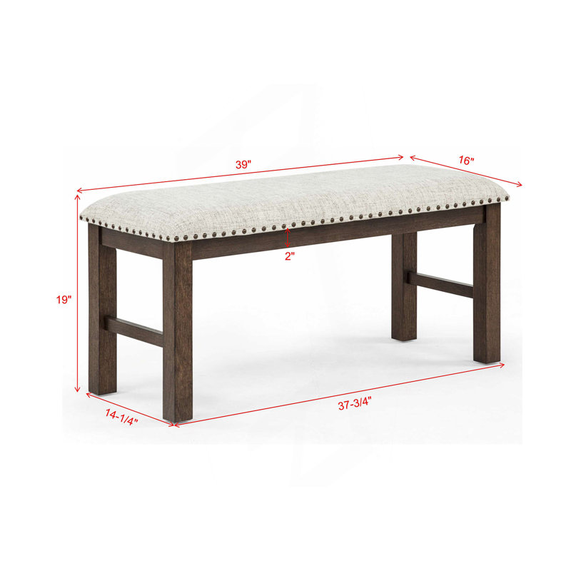 Banc rembourré 1 pièce avec garniture cloutée