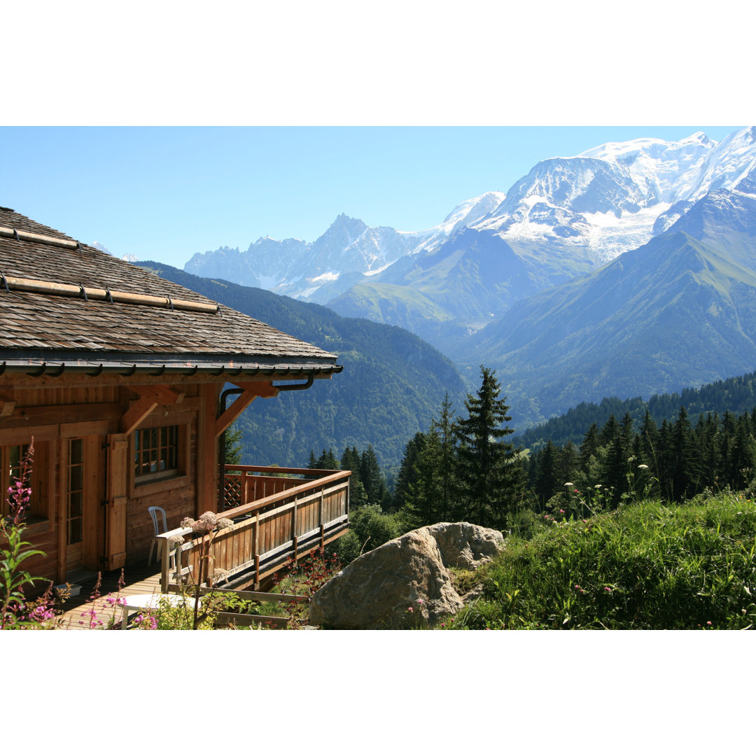 Leinwandbild Blick auf den Mont Blanc vom Chalet in Le Bettex