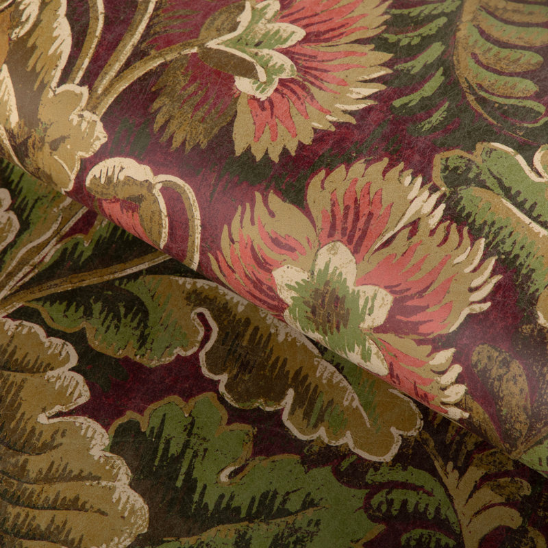 Barwick Floral Paper Wallpaper Roll, Garnet