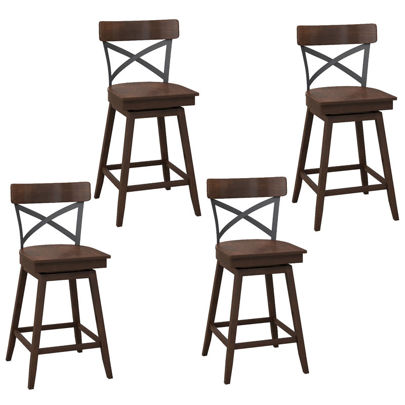 Tabouret pivotant en bois massif Mannan, Tabouret de comptoir (siège d'une hauteur de 24 p
