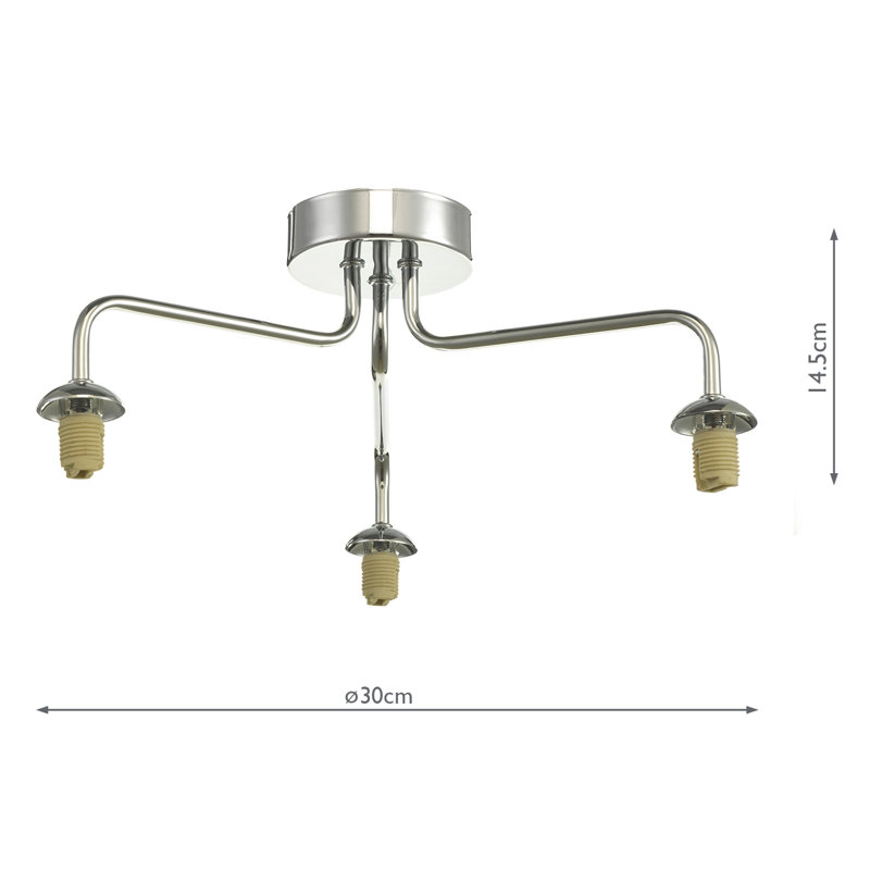 FEYA 3LT SEMI FLUSH FRAME ONLY, Polished Chrome