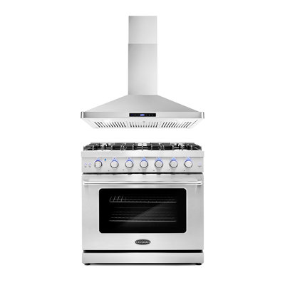 2 Piece Kitchen Package with 36" Freestanding Gas Range & 36" Wall Mount Range Hood