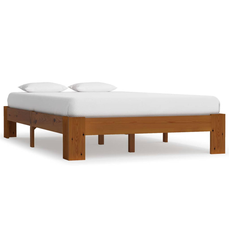 Abarne Solid Wood Bed, Light Brown, European Kingsize (160 x 200 cm)