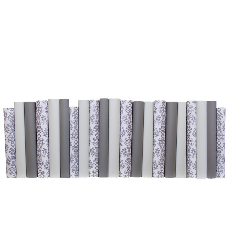 Livres décoratifs - Livres marbrés sur papier damassé - Livres gris au pied
