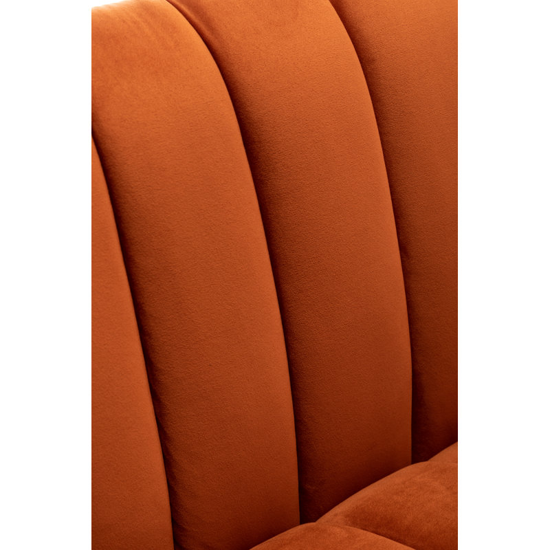 Ensemble de salon en velours 2 pièces Murrow, Velours orange