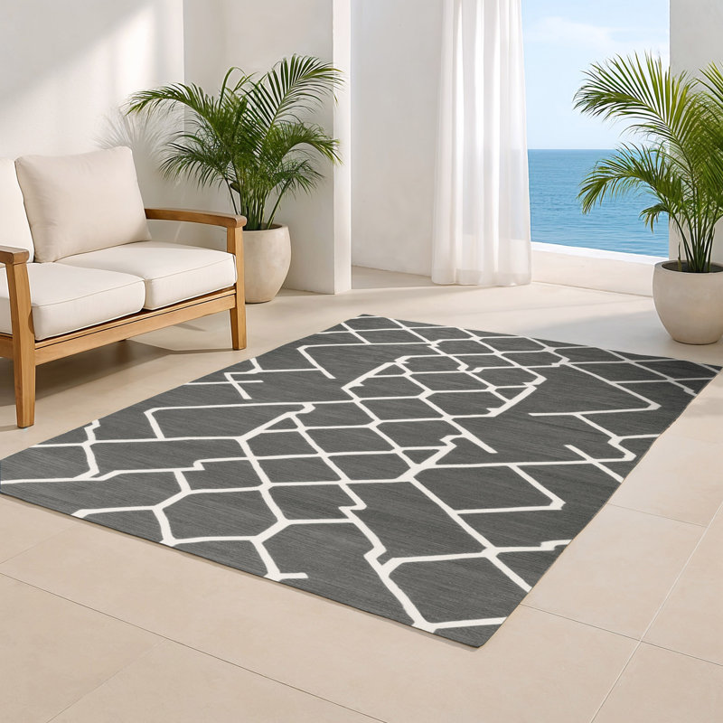 Tapis gris intérieur et extérieur Trellis, Rectangulaire 8 pi x 10 pi