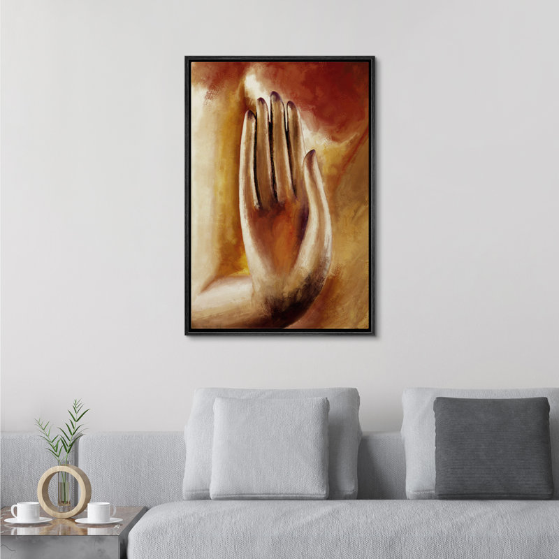 Religious " Bronze Religious Buddhism Closeup ", 24" H x 16" W, Black Framed