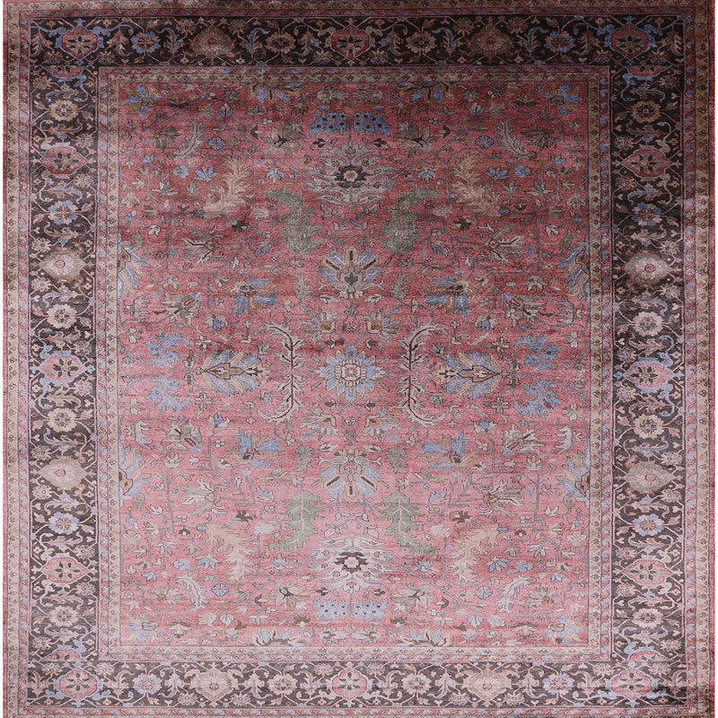 Tapis brun à motif oriental, Carré 3 pi