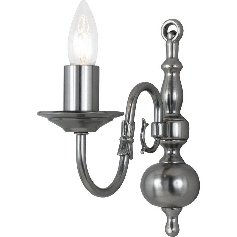Roosevelt Steel Candle Wall Light, Pewter
