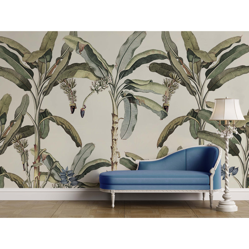Papier peint amovible avec palmiers tropicaux floraux, L 114 po x l 204 po