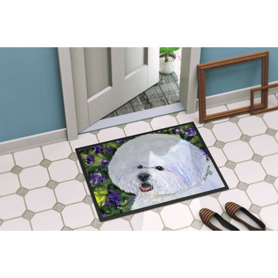 Tapis de porte d’intérieur anti-dérapant bichon bichon frisé