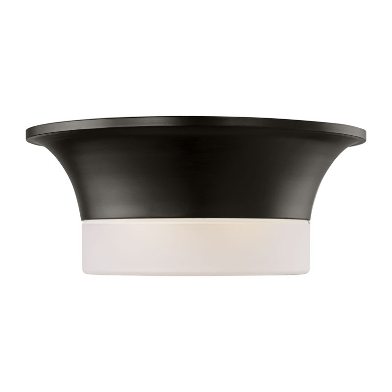 Wadsworth Etched Glass Shade Flush Mount, Aged Iron