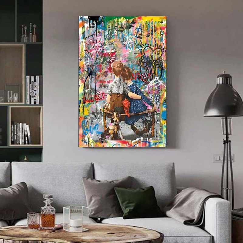 40*30,Banksy Street Graffiti Wall Art Decor Large Abstract Pictures Painting.
