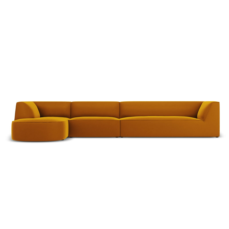 Adoraim 6 Seater Velvet Sofa & Chaise, Left Hand Facing, Yellow