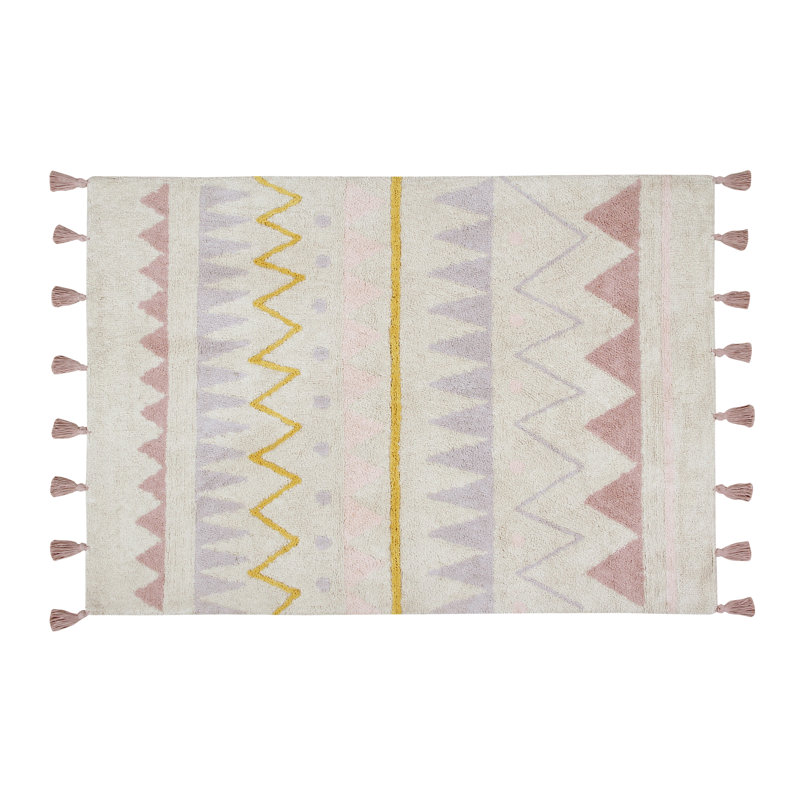 Azteca Cotton Washable Moroccan Indoor Rug, Rectangle 4' x 5'3"