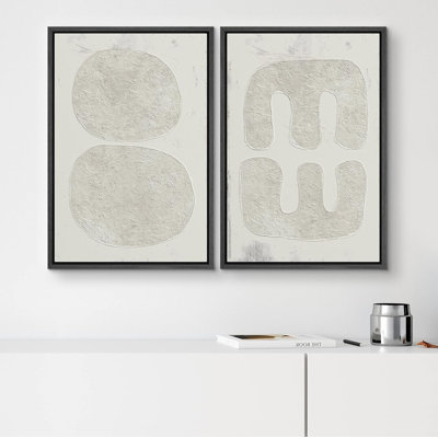 «Texture Illusion Mid-Century Modern Neutral Wall Art Minimalist Decor», reproduction sur toile encadrée 2 pièces