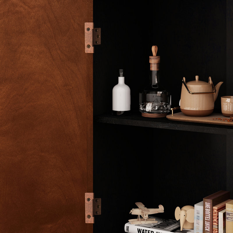 Armoire de plancher de style Mid-Century moderne de 34 po avec portes et tablette réglable, Noir