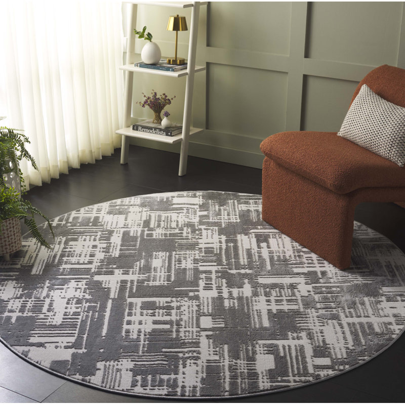 Nemvcova 100 Performance Abstract Rug, Round 6'3"
