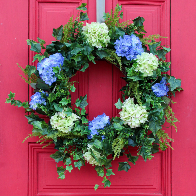 Couronne en soie Hydrangea, H 30 po x l 30 po x P 6 po